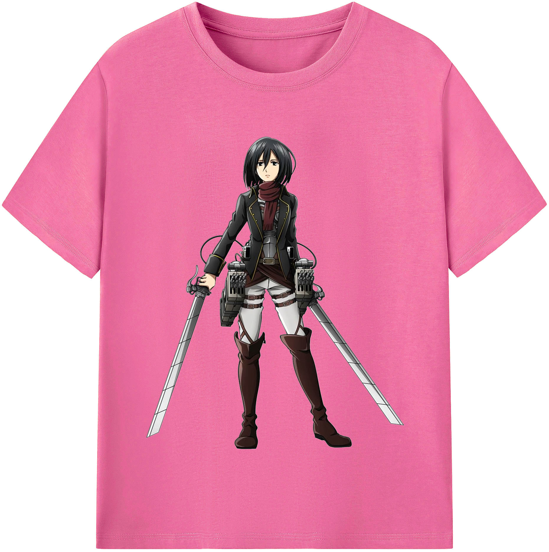 （画像用） 進撃の巨人 ミカサ·アッカーマン Attack on Titan Mikasa Ackerman レディースカジュアルプリントTシャツ（綿100％）
